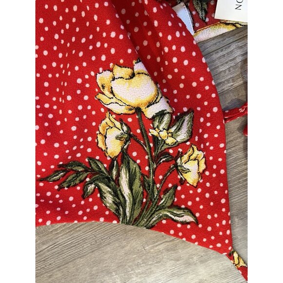 Socialite Wrap Jumpsuit w/ leg slits NWT Sz Large, Red White Polka Dot Floral - Picture 8 of 16